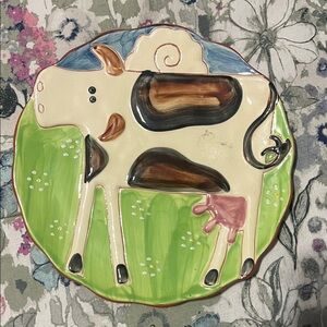 Whimsical Cow Art Plate Molde